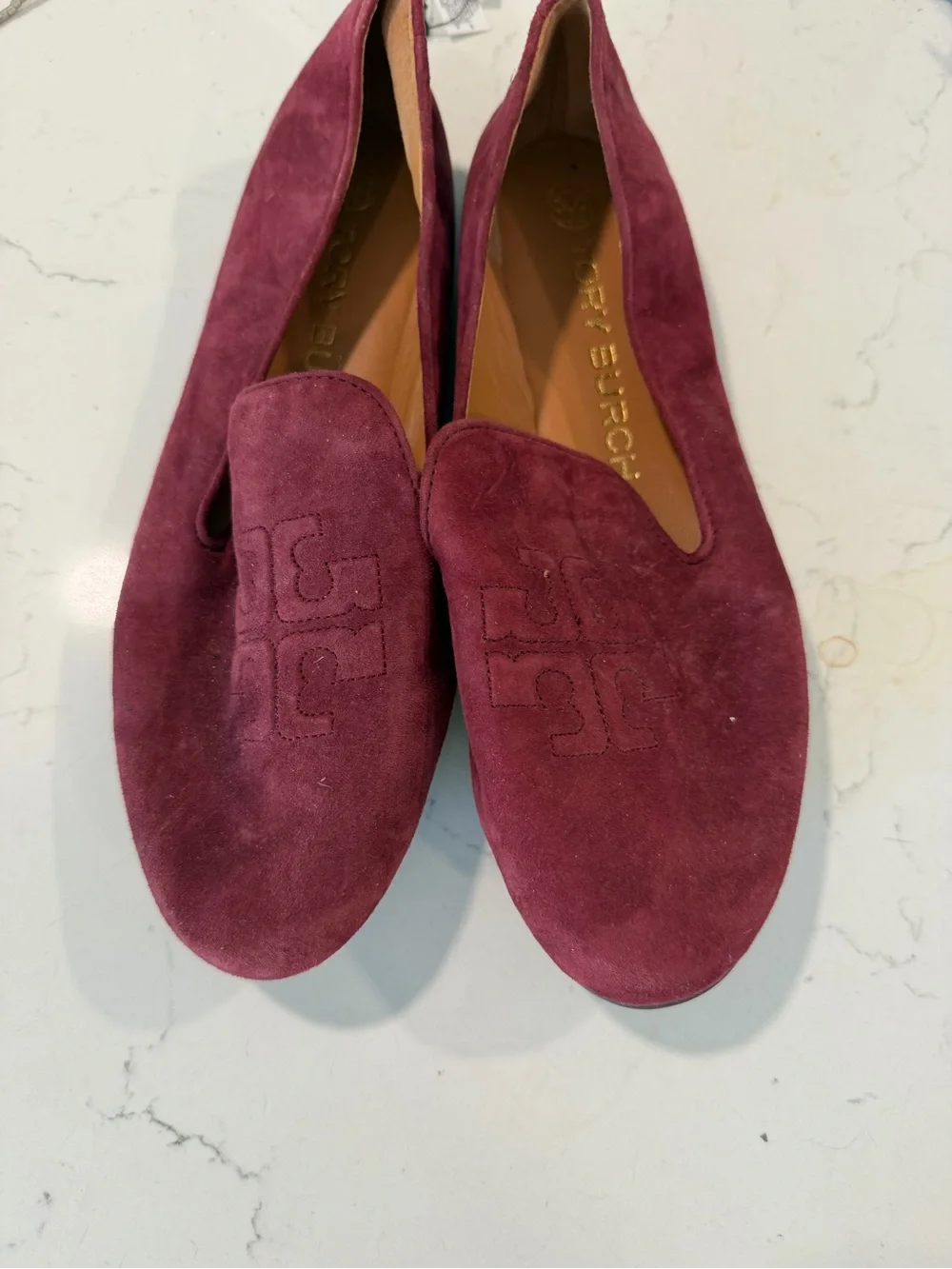 Tory Burch Suede  RUBY SMOKING Loafers in Wine